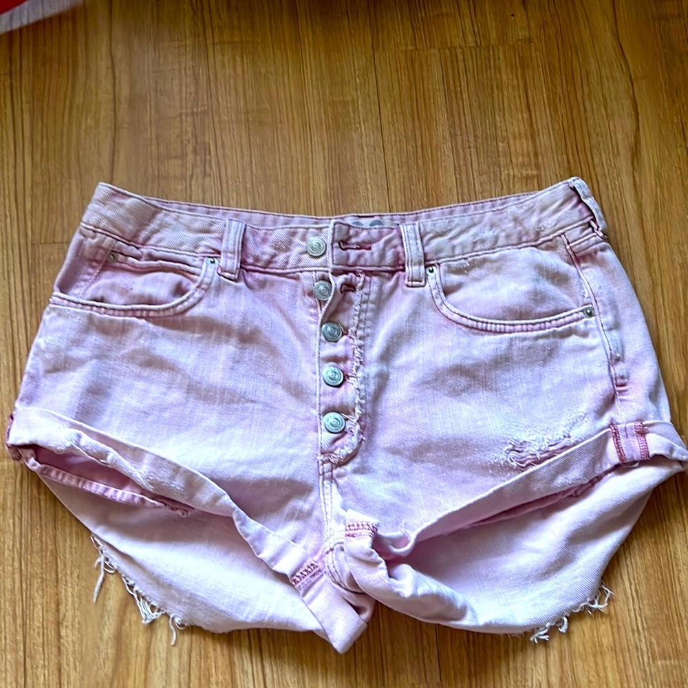 Washed pink FREE PEOPLE SHORTY SHORTS CUTOFF